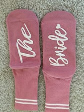The Bride Socks Pink Crew With White Stripes. Bachelorette Bridal Shower