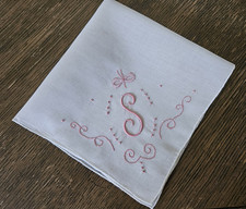 Vintage Madeira Pink Monogram S Wedding Handkerchief Hanky Hankie