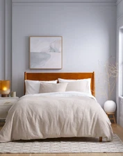 NWT QUINCE ORGANIC LUXE HONEYCOMB DUVET COVER ONLY KING  CAL KING SAND MSRP $110