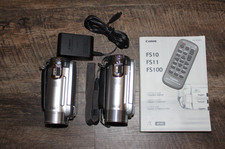 Canon FS100 Camcorders Lot of 2  Tested  OEM Charger  Remote  Manual-No Batteries