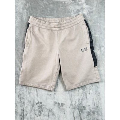 Emporio Armani EA7 Sweat Shorts Men L Gray Logo Tape Sporty Luxury Streetwear