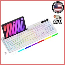 Wireless 7-Color RGB Backlit Full-Size Keyboard with Tablet Holder  Mac/Windows