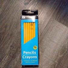JOT WOOD CRAYONS #2 HB plomb jaune lot de 16 crayons bois véritable sans latex gommes
