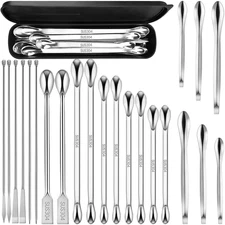 23 Pcs 304 Stainless Steel Micro Spoop & Lab Spatula Set - Mixing Spatula