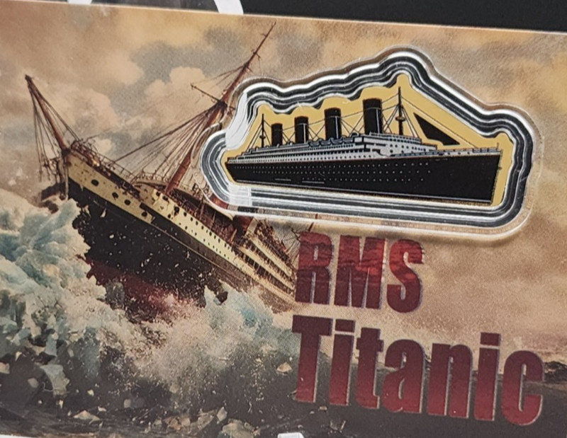 2026 Liberia RMS Titanic Shaped 1/1000 oz .9999 Gold Coin in Card