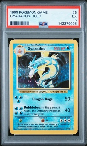 1999 POKEMON BASE SET UNLIMITED #6 GYARADOS-HOLO PSA 5