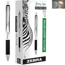Smooth Black Ink Z-Grip Flight Retractable Ballpoint Pens - 12 Pack Comfort
