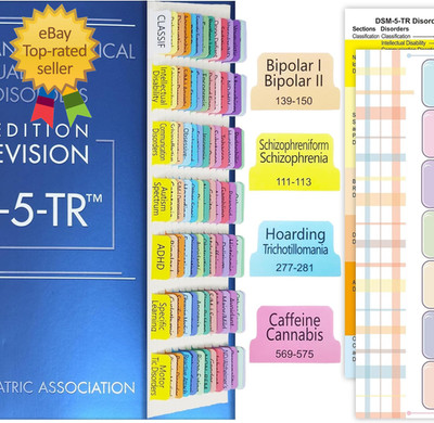 Upgraded Index Tabs for DSM TR 2022 94 Printed DSM-V-TR Tabs 100 Tabs in Total