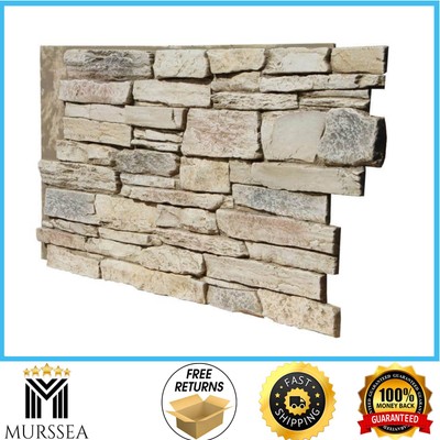 48'' x 24.25'' Polyurethane Ledge Stone Siding Panel Interlocking Frosted Blush