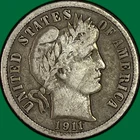 1911-S Barber Dime Very Fine VF Coin #47219