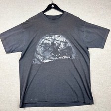 Vintage 90s Native American Warrior Moon Graphic T-Shirt Black Single Stitch