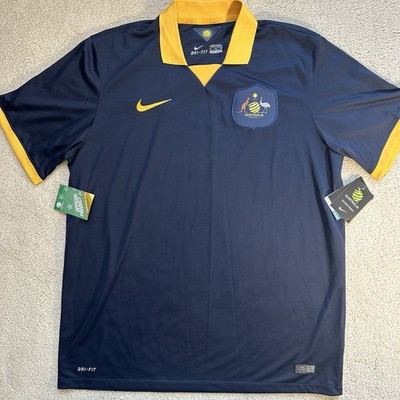 Nike Australia National Team Soccer Jersey Dri-FIT Blue/Yellow XL