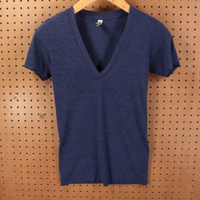 AMERICAN APPAREL 50/25/25 deep v neck Track t-shirt XXS vtg y2k