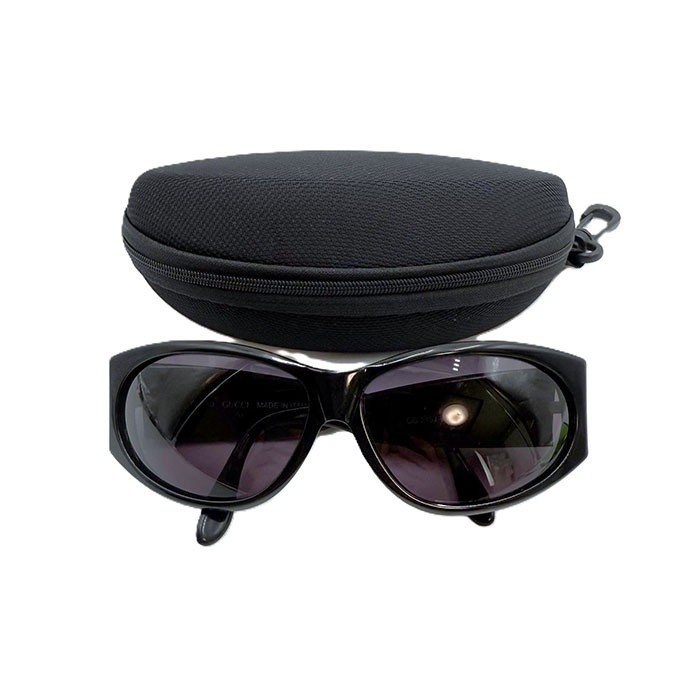 GUCCI Sunglasses Black Frame Side Wide Silhouette Logo Black Gold Free  i0424lq0 thumbnail 6