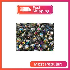100pcs Czech Fire-Polished Glass Beads Faceted Round, 8mm, Crystal Vitrail