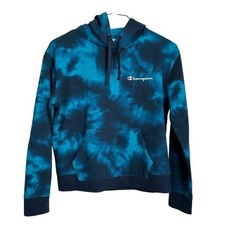 Champion Blue Tie-Dye Cotton Blend Hoodie Women's Medium