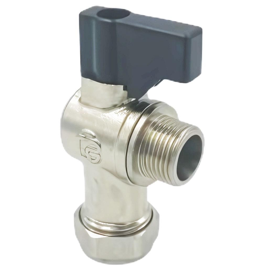 15mm x 3/8"" Isolation Valve Flat-Faced Angled With Handle Quarter Turn