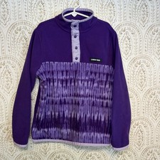 Lands' End Kids Purple Tie Dye Fleece Snap Neck Pullover Sweatshirt Size S 8
