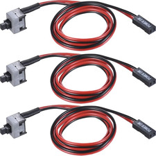 3 Pack 2 Pin SW PC Desktop Power Cable On/Off Push Button ATX Computer Switch Co
