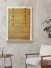 Cordless Bamboo Window Blind Sun Shade, Light Filtering Roller Shade