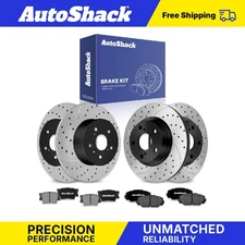 Front Rear Drilled Slotted Brake Rotors Ceramic Pads for Toyota RAV4 2.5L