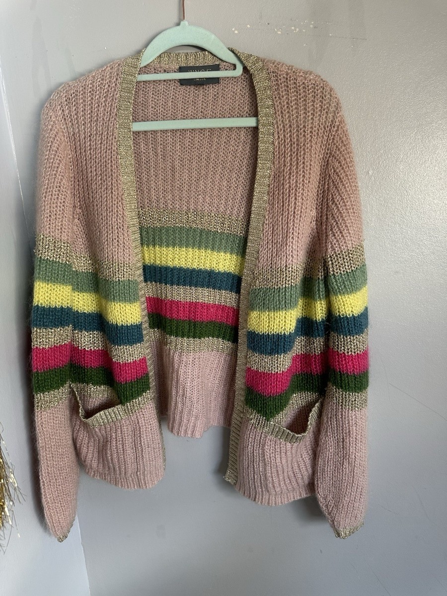Wyse London Mohair Cashmere Mix Rainbow Metallic Striped Cardigan