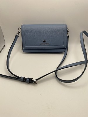 Michael Kors 'Jet Set Charm' pebbled leather Light Blue crossbody phone bag