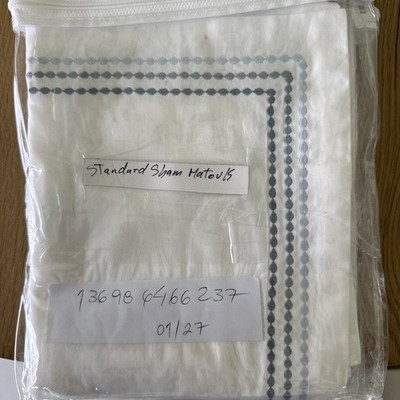 Matouk Amara Triple Pearl 300 Thread Count Cotton STANDARD Pillowshams Hazy Blue