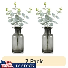 Minimalist Black Glass Decorative Vase Indoor Centerpiece Slim Elegant Design US