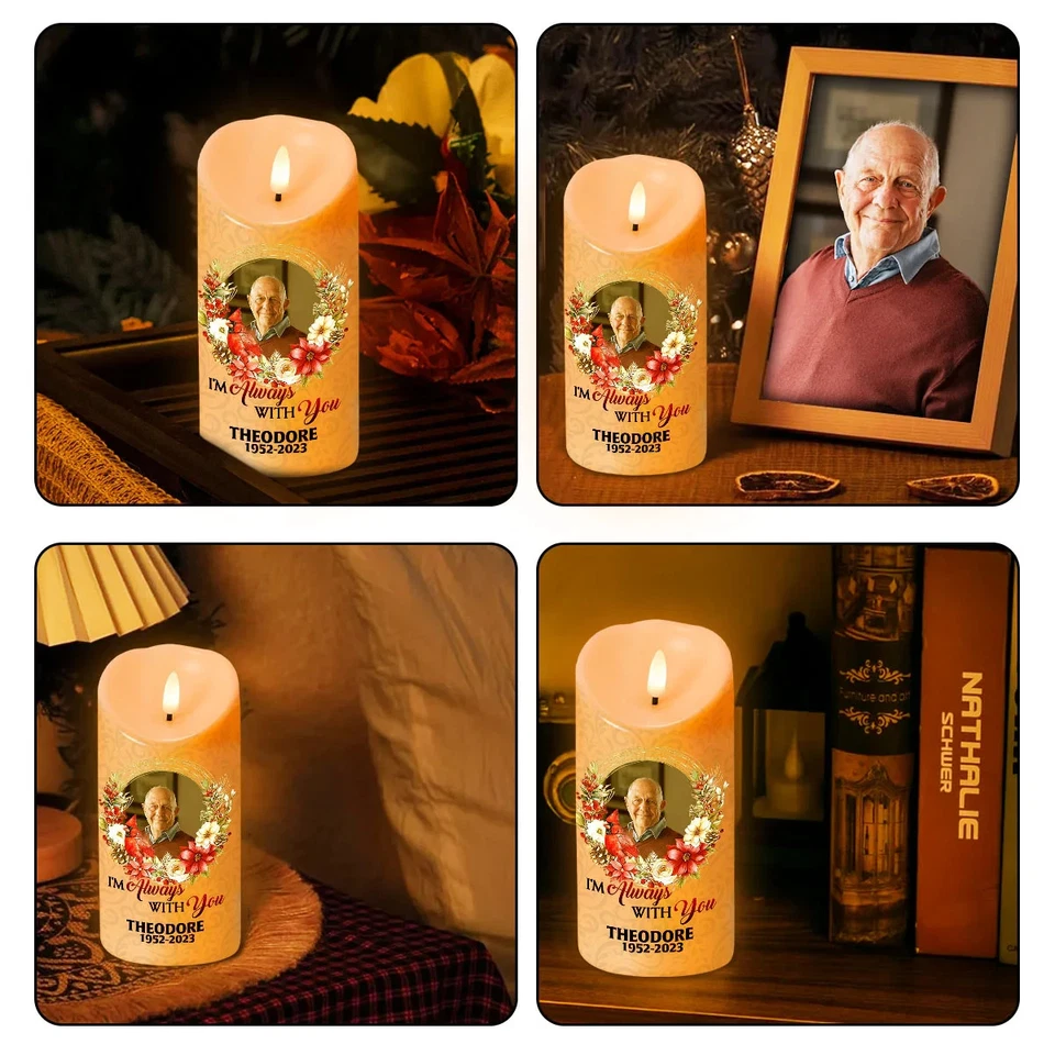 Vela LED personalizada - Esta vela quema en memoria amorosa - Recuerdo de memoria Foto 4 de 4