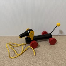 BRIO Sweden 30332 Pull Along DACHSHUND Wiener Dog 7" Wooden Toddler Pull Toy