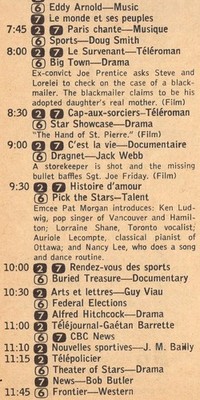 1957 CBMT TV LISTING / SINGER KEN LUDWIG of VANCOUVER,CANADA on PICK THE STARS