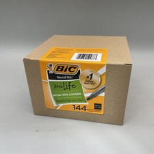 BIC Round Stic Ball Pens, 144 count, Medium, Black Ink Brand New
