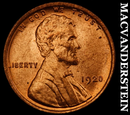 1920 Lincoln Wheat Cent- Red- Super Choice Gem Brilliant Unc+++++ Luster #J3239