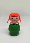 Vintage Fisher Price little people wood green girl red hair