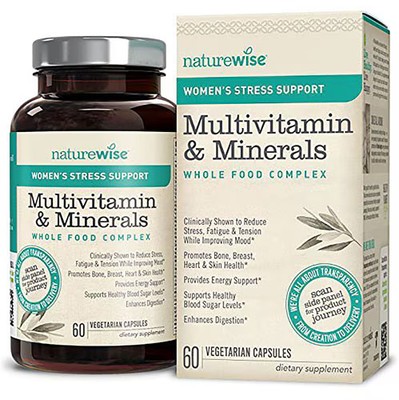 2 X Naturewise Women's Stress Support Multivitamin Whole Food Complex -- 60 Veg