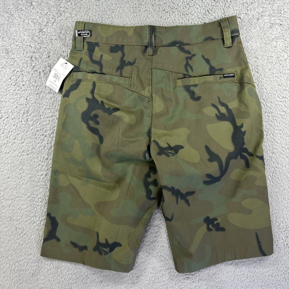 Volcom Shorts Mens 28 Green Camo Chino Vmonty Stretch 22 Skate Military NEW - Image 2 of 4
