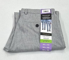 Haggar Men's Comfort Performance Stretch Straight Fit Pants, Gray, Size 30x30