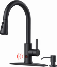 Black Touchless Kitchen Faucet with Soap Dispenser, Hands-Free, Smart Motion Sen