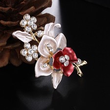 Flower Brooch Pin Commemorative Rhinestone Broches Jewelry for Women