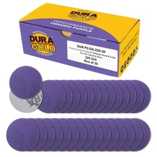 Dura Gold Premium 220 Grit 2 Purple Film Ceramic Sanding Discs Box of 30  Hook