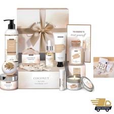 Spa Gift Basket Coconut Set for Women 12 Piece Self Care Relaxation