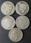 Lot of Five $1 Peace Silver Dollars, Uglyish Ones