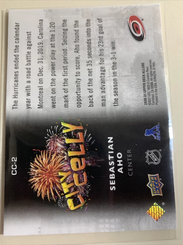 2020-21 Upper Deck Allure Sebastian Aho City Celly Insert 20-21 - Image 2 of 2