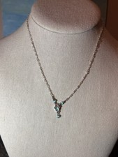 Disney Silver Tone Dainty Pale Blue Bead Mickey Mouse Necklace