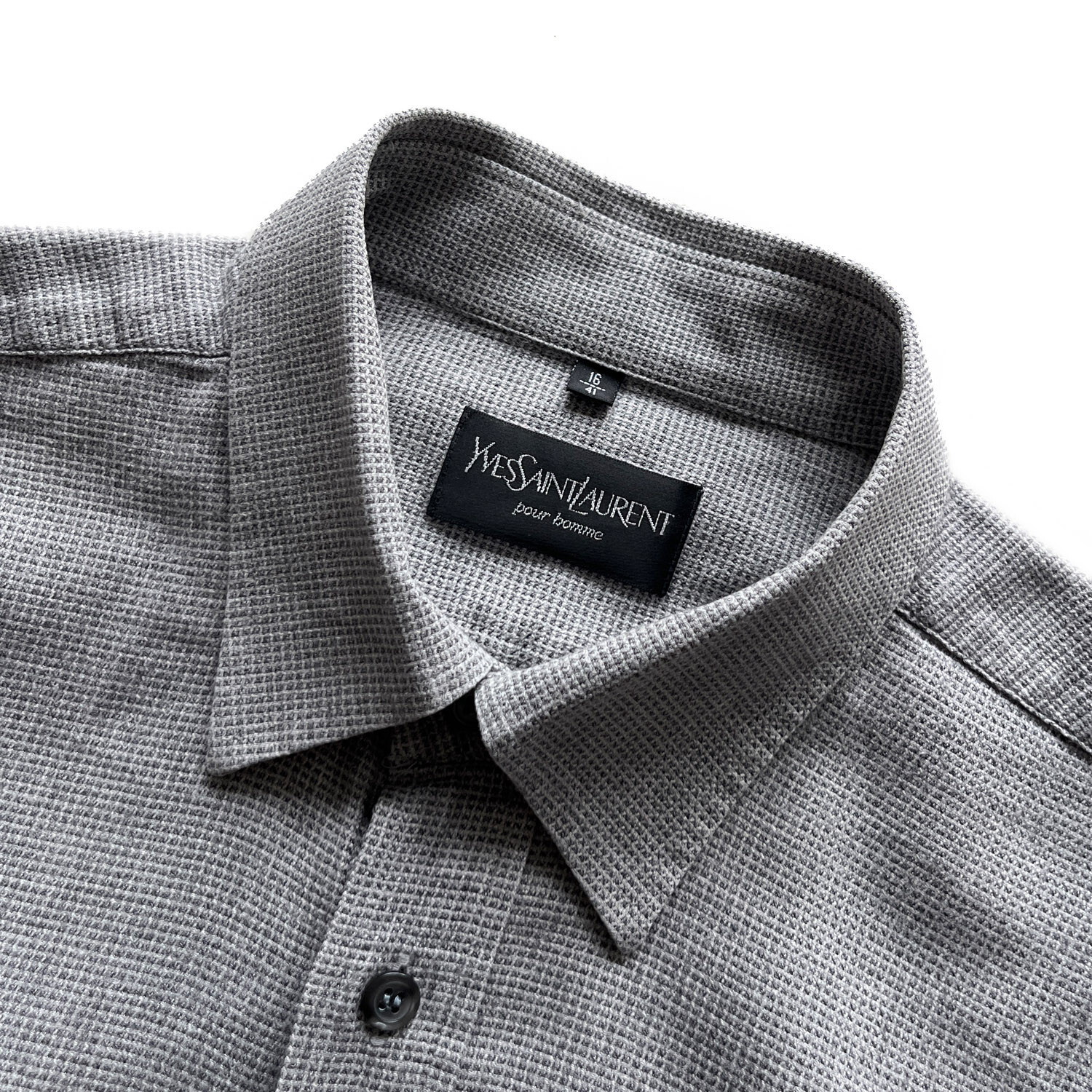 Yves Saint Laurent YSL Monogram Logo Uomo Abito Monotasche Waffle Camicia L