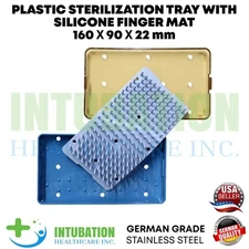 Plastic Sterilization Tray with Silicone Finger Mat - 160x90x22mm