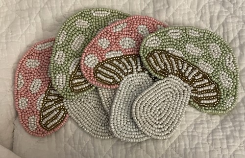 Pink And Green Beaded Set Of 4 Coasters - Picture 3 of 3