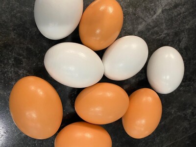Easter Eggs Wooden Fake 9 Pieces 2 Colors 5Pcs Wooden Faux and 4pcs Crafts White