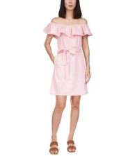 Michael Kors Women's Ruffled Off-The-Shoulder Mini Dress (Grapefruit, X-Small)